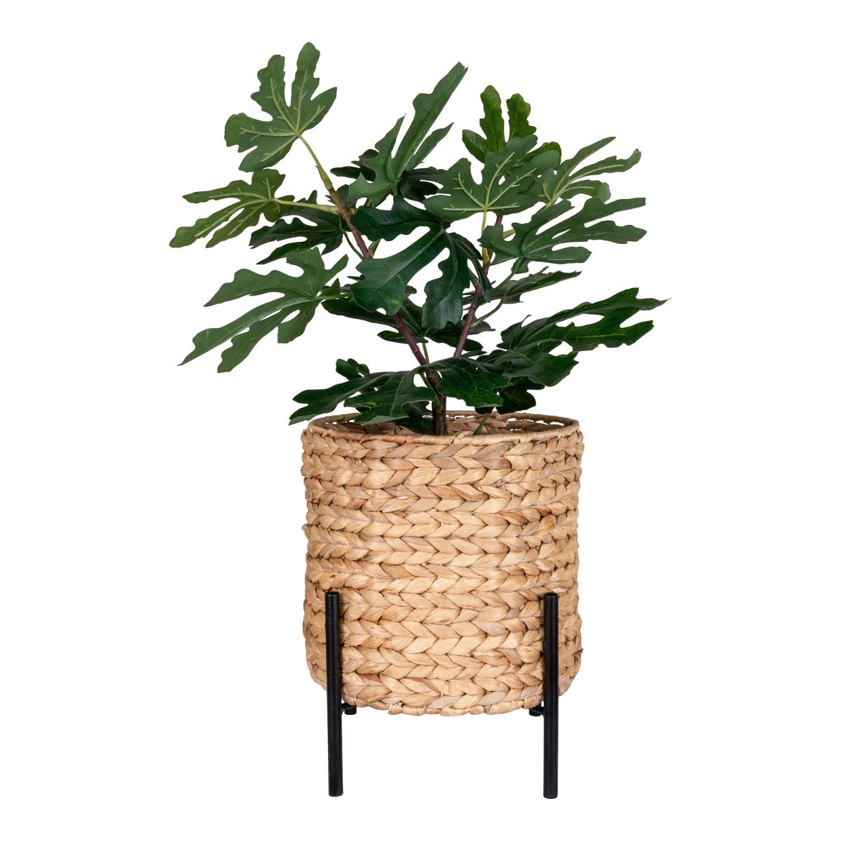 Antas Planter - Antas Planter in waterhyacint, rond, naturel/zwart, 26,5x26,5x28 cm - Afbeelding 4