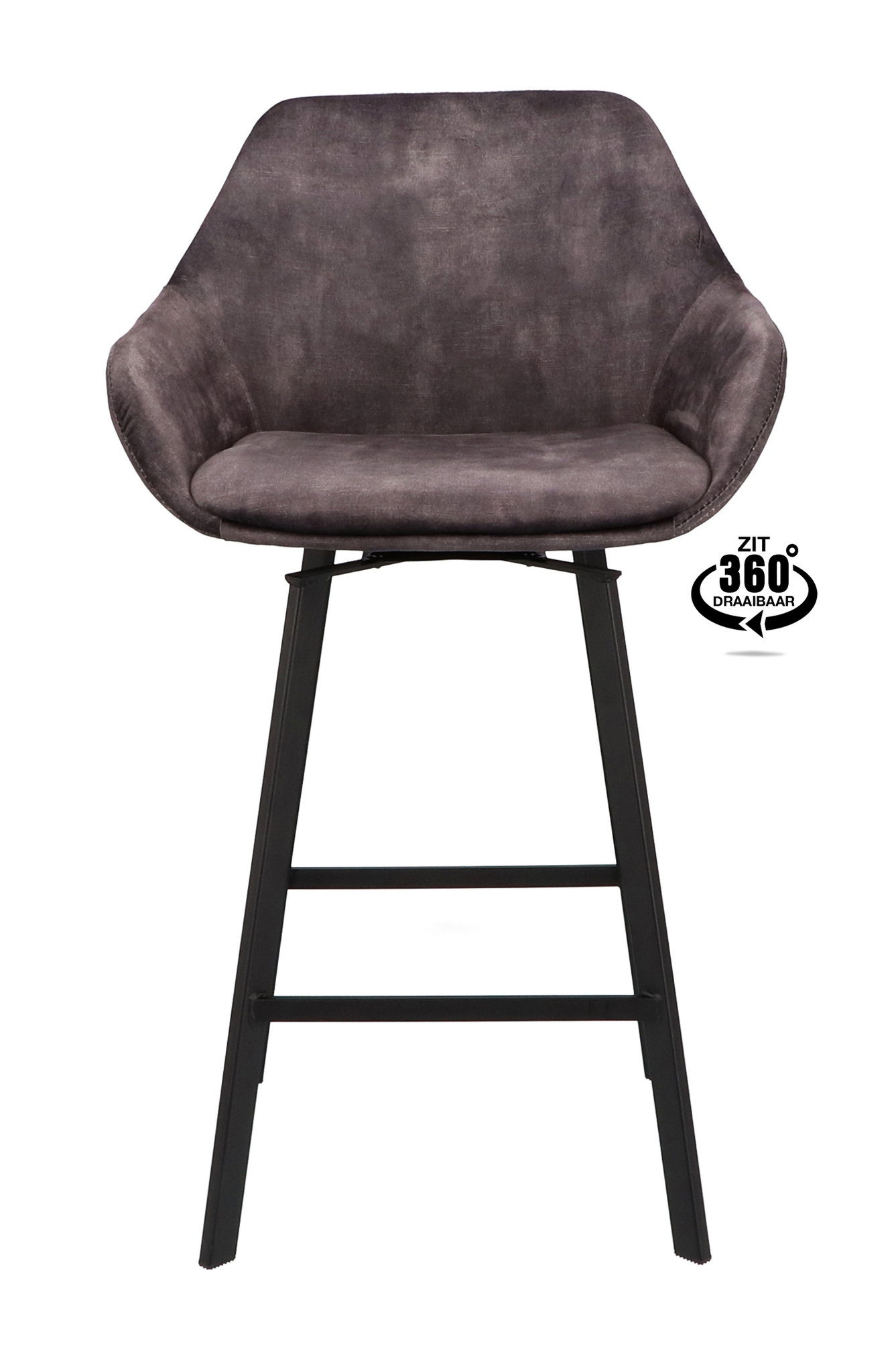 900420-1.jpg Barkruk met arm Royal - ZH 65 Stof Adore Anthracite 67 Poot Zwart - Afbeelding 2