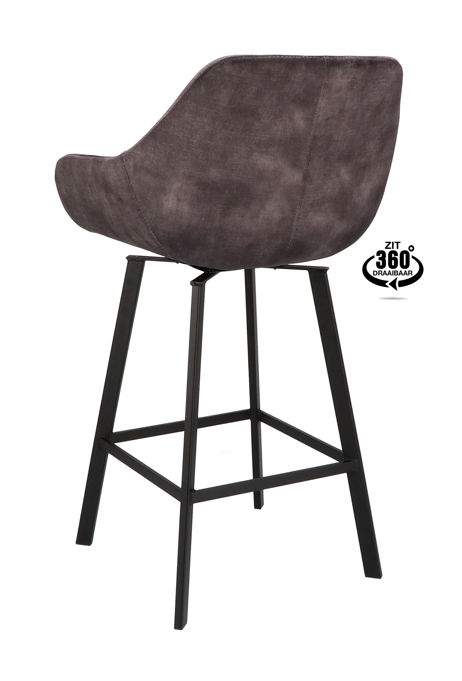900420-3.jpg Barkruk met arm Royal - ZH 65 Stof Adore Anthracite 67 Poot Zwart - Afbeelding 4
