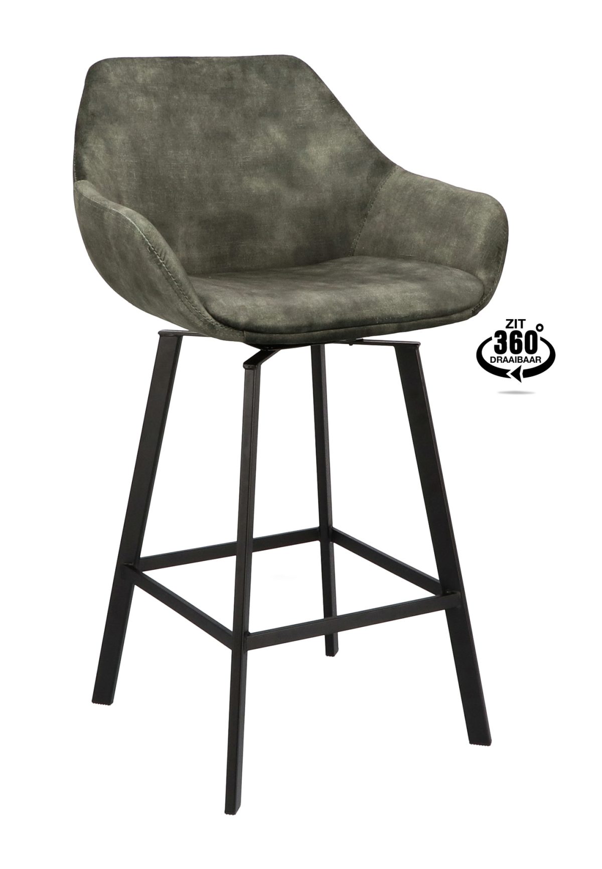 Barkruk met arm Royal - ZH 65 Stof Adore Hunter 156 Poot Zwart - Afbeelding 1