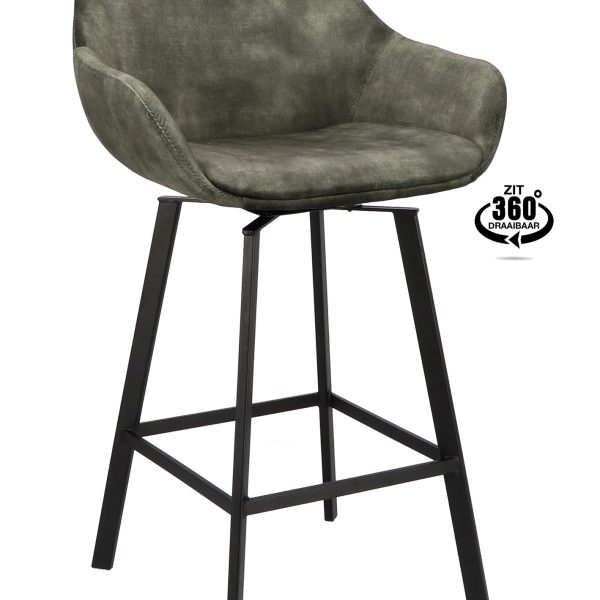 Barkruk met arm Royal - ZH 65 Stof Adore Hunter 156 Poot Zwart