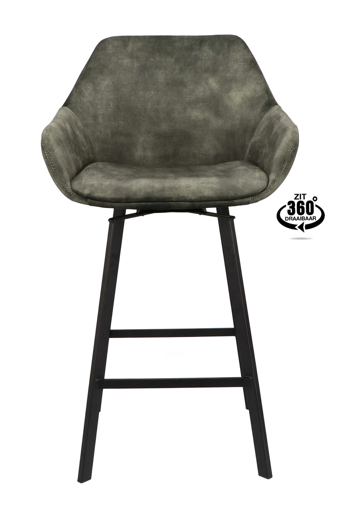 Barkruk met arm Royal - ZH 65 Stof Adore Hunter 156 Poot Zwart - Afbeelding 2