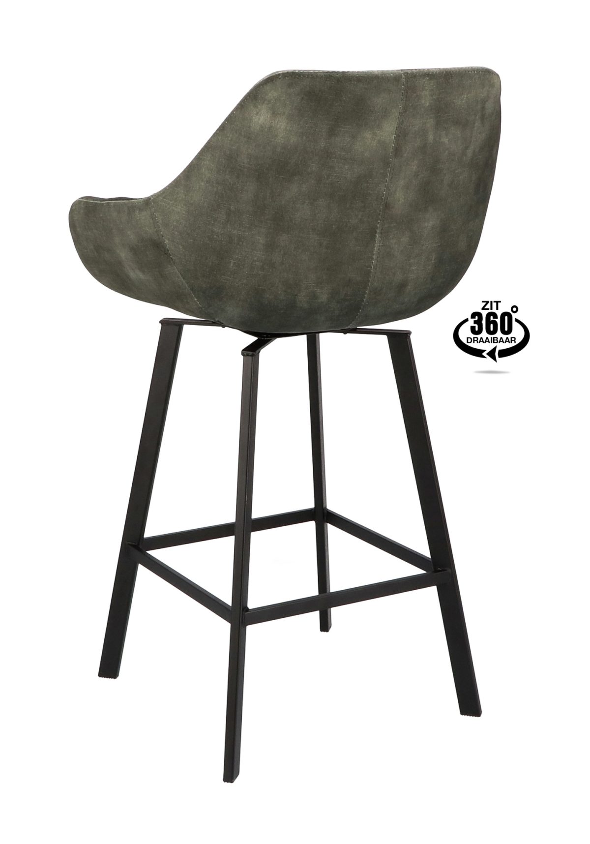 Barkruk met arm Royal - ZH 65 Stof Adore Hunter 156 Poot Zwart - Afbeelding 4