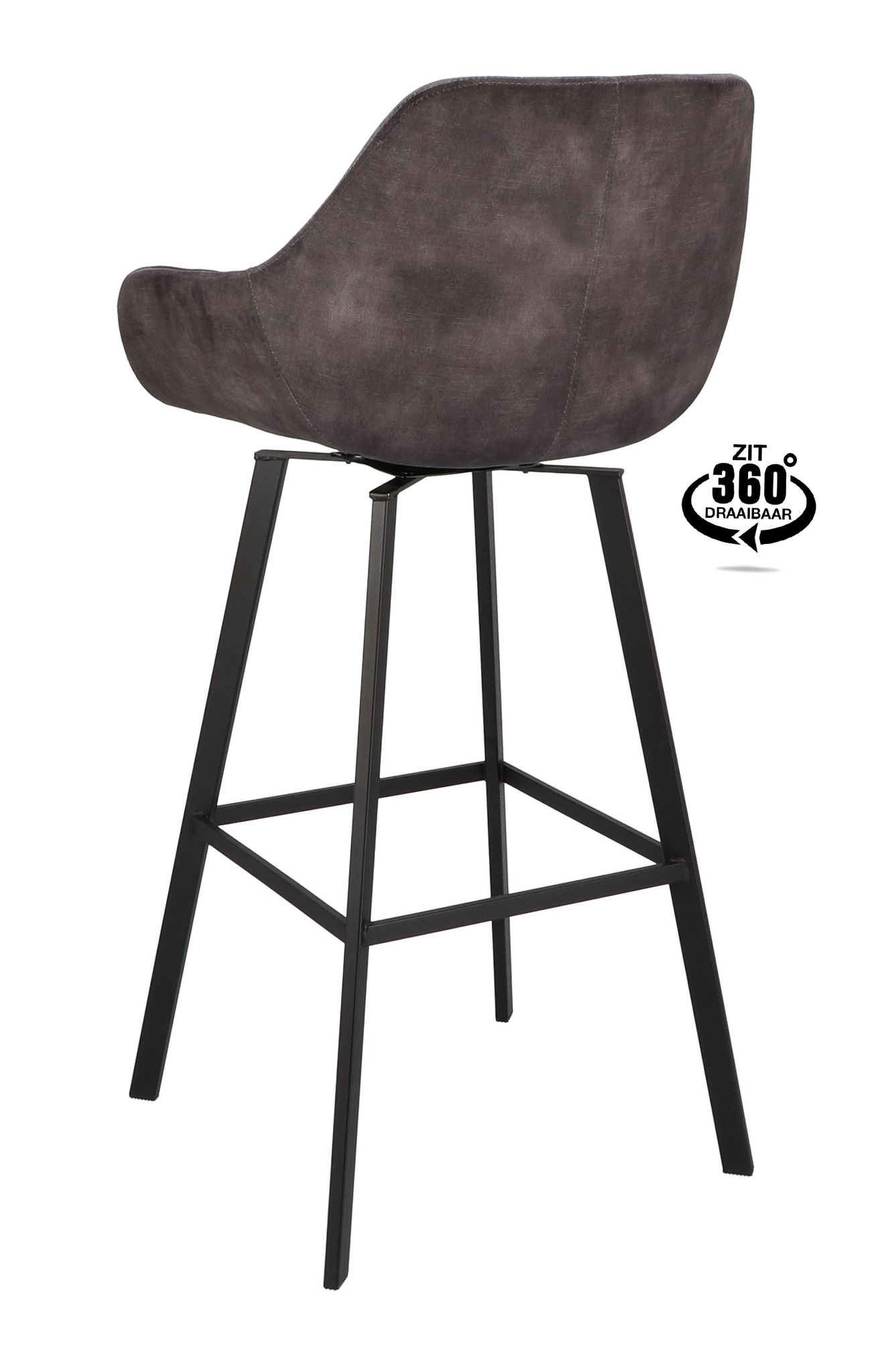 900426-3.jpg Barkruk met arm Royal - ZH 80 Stof Adore Anthracite 67 Poot Zwart - Afbeelding 4