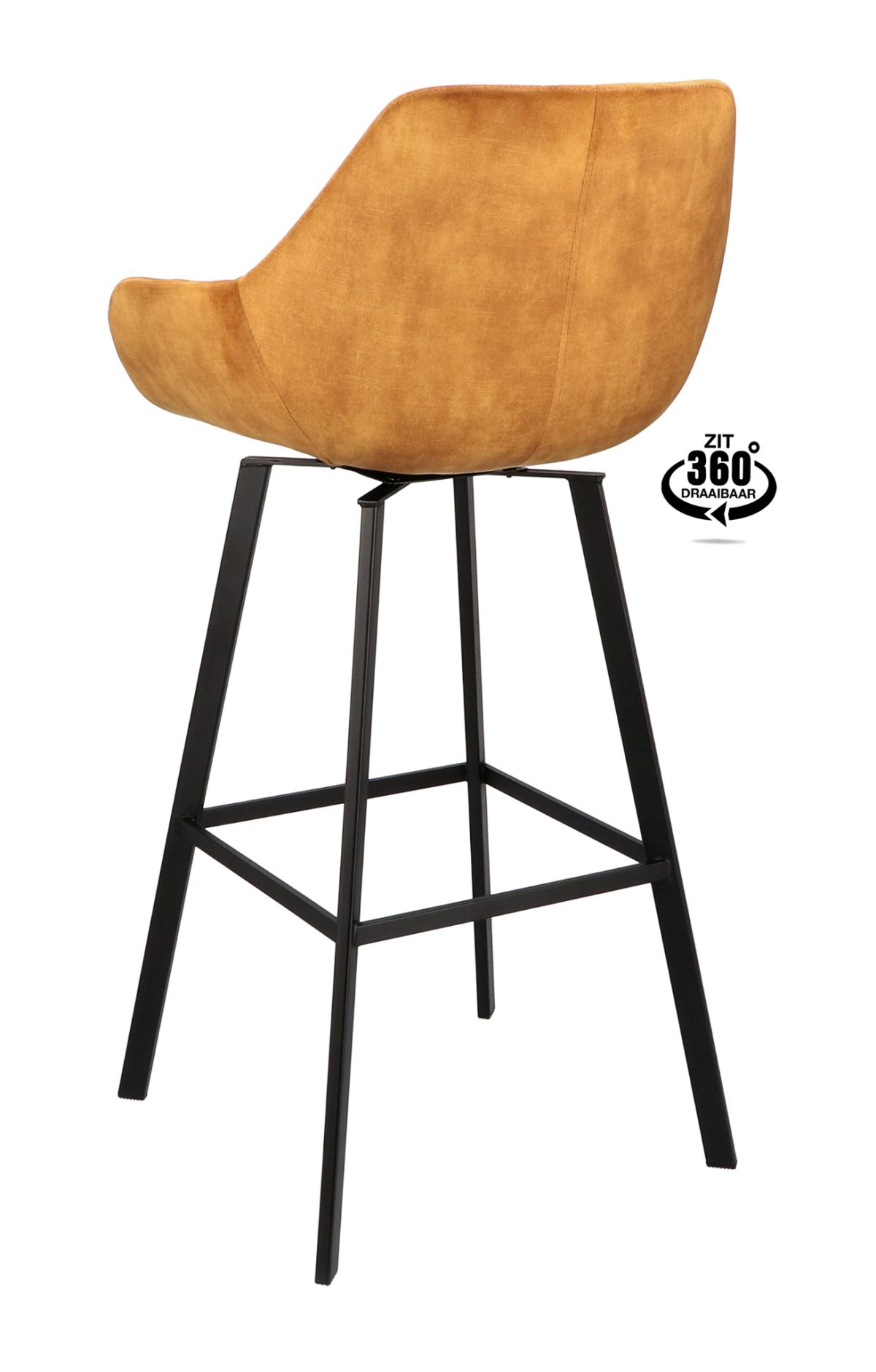 Barkruk met arm Royal - ZH 80 Stof Adore Cognac 28 Poot Zwart - Afbeelding 4