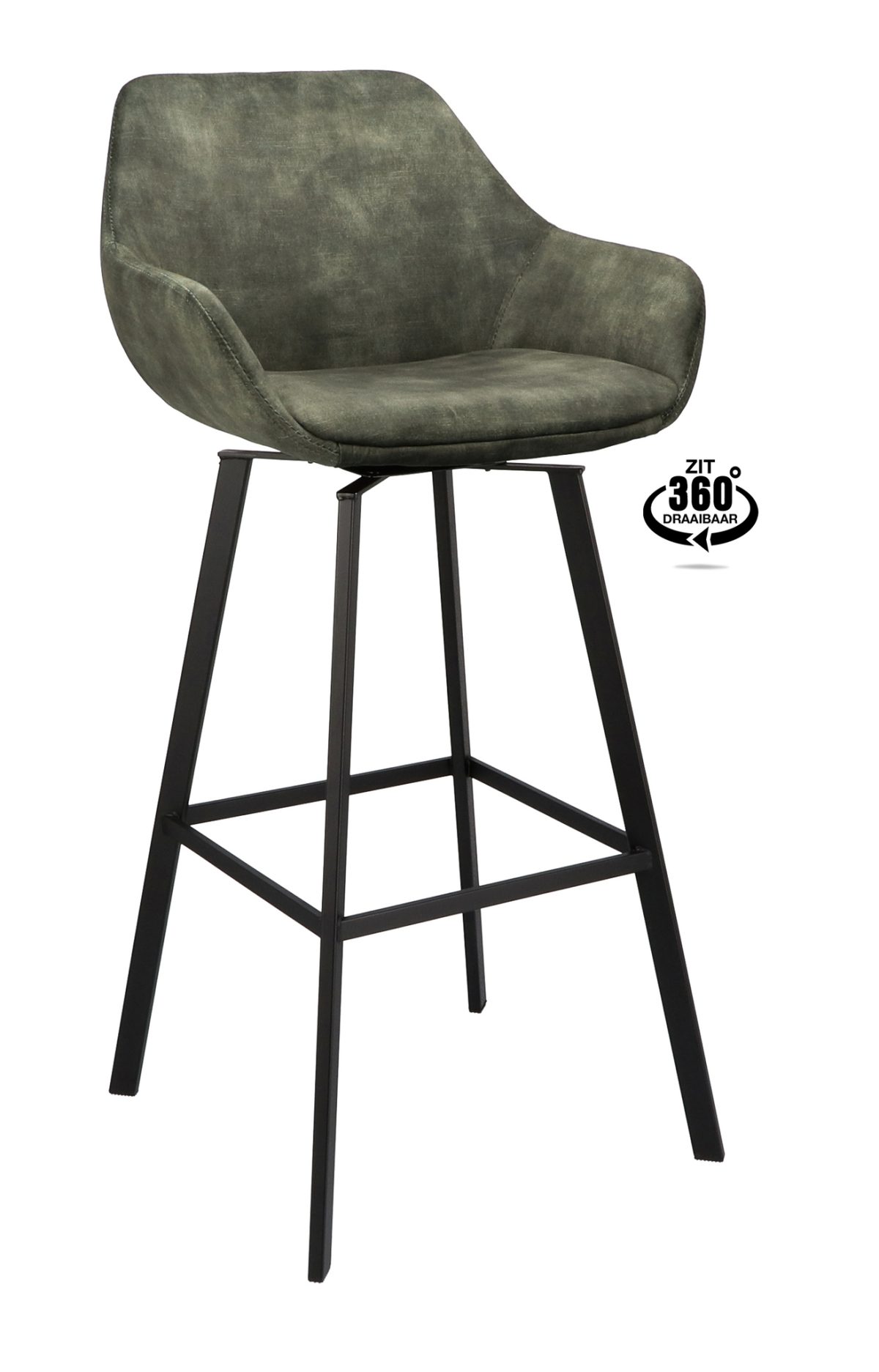 Barkruk met arm Royal - ZH 80 Stof Adore Hunter 156 Poot Zwart - Afbeelding 1