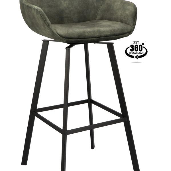 Barkruk met arm Royal - ZH 80 Stof Adore Hunter 156 Poot Zwart