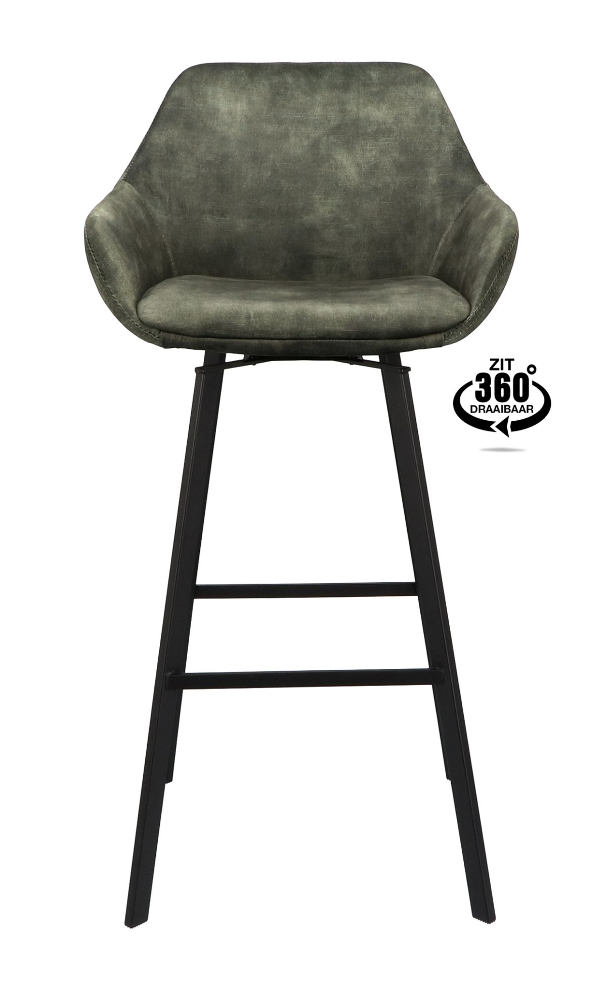 Barkruk met arm Royal - ZH 80 Stof Adore Hunter 156 Poot Zwart - Afbeelding 2