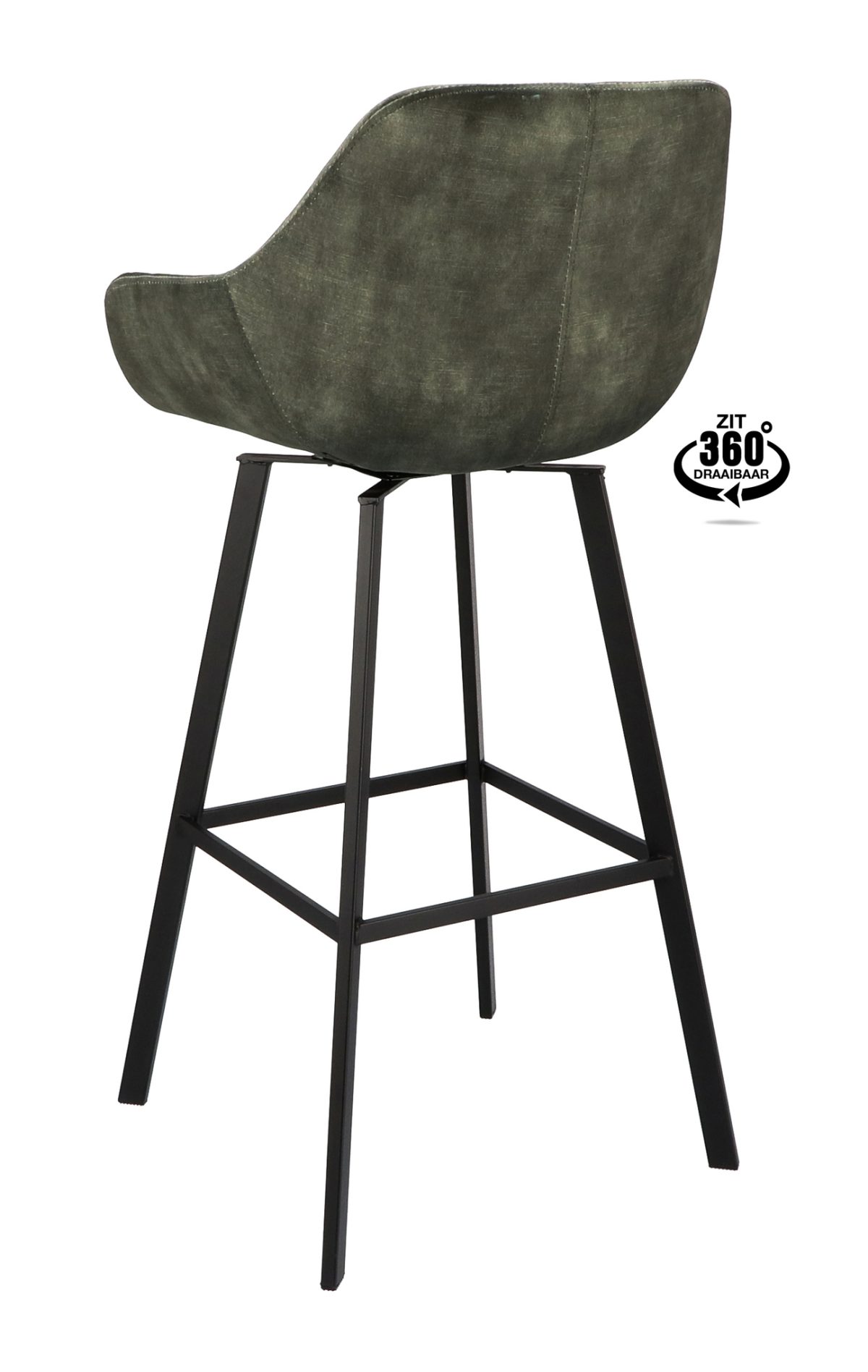Barkruk met arm Royal - ZH 80 Stof Adore Hunter 156 Poot Zwart - Afbeelding 4