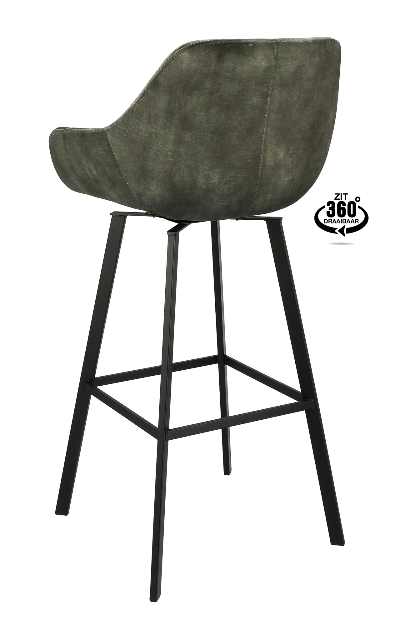 900428-3.jpg Barkruk met arm Royal - ZH 80 Stof Adore Hunter 156 Poot Zwart - Afbeelding 4