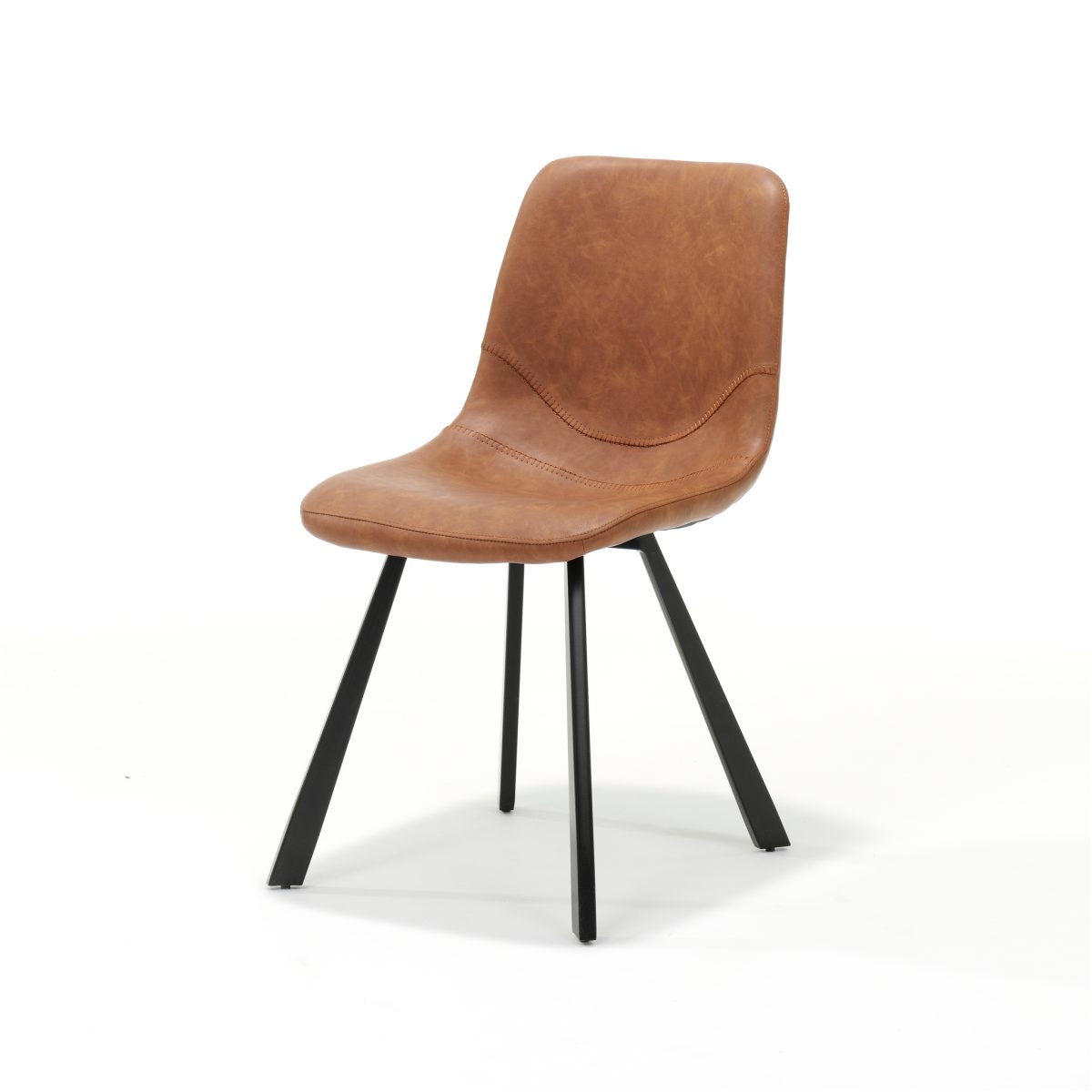"Chair Bari Black Fabric Vintage Cognac" - Afbeelding 1