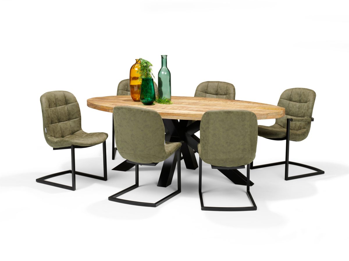 Chair Savannah zwart - Stof Soft Groen - Afbeelding 4