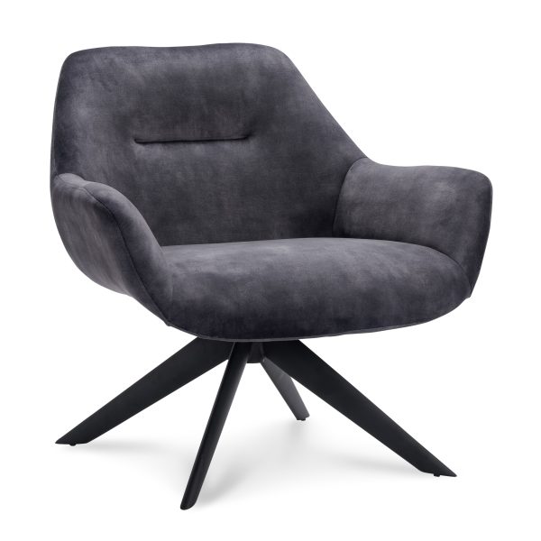 Fauteuil Vegas Stof Adore Antraciet 67 Poot Zwart