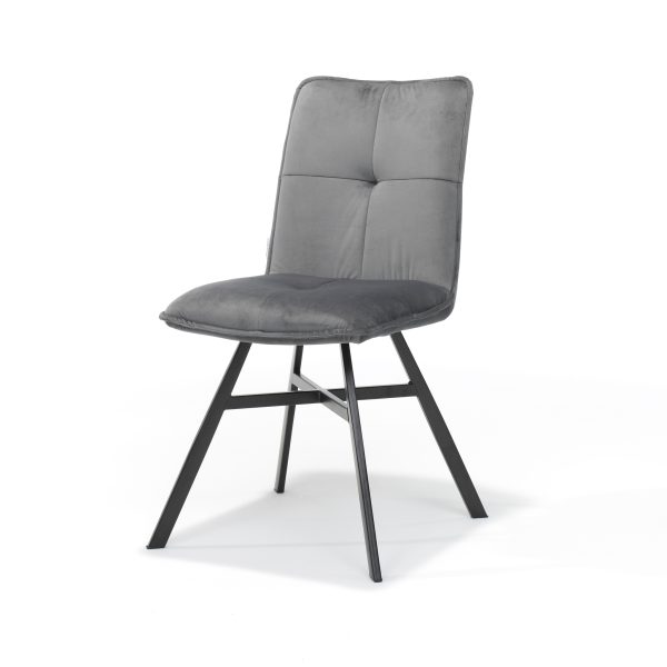 "Chair Ramon black - Fabric Velour Grey"