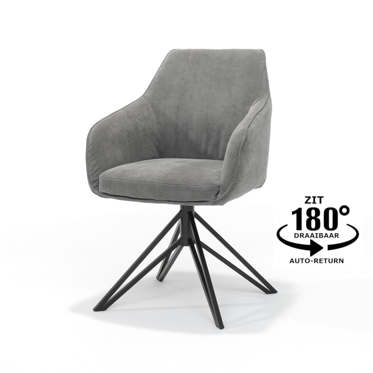 Blauwe fauteuil - Ribstof Antraciet - draaivoet - Afbeelding 1