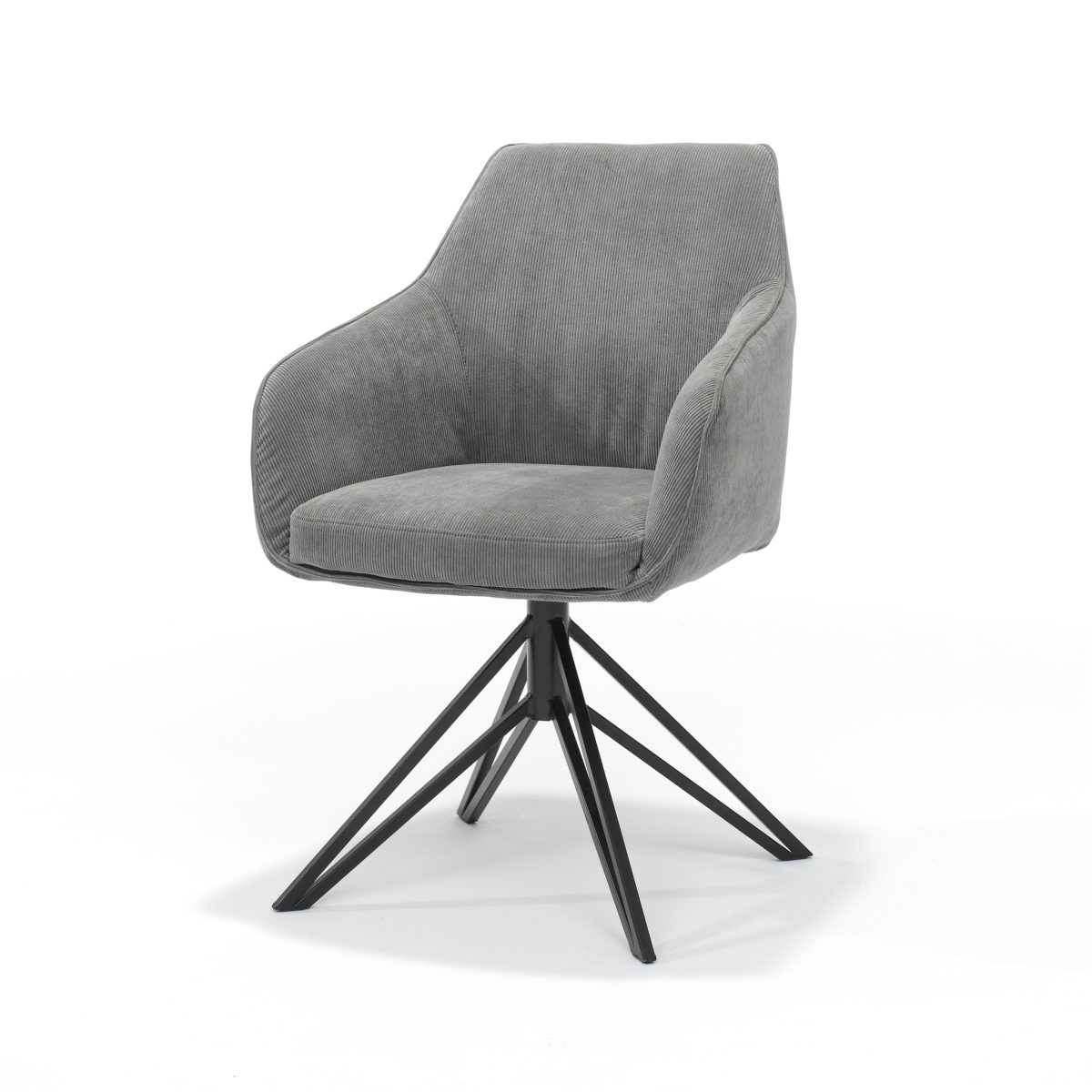 Blauwe fauteuil - Ribstof Antraciet - draaivoet - Afbeelding 3