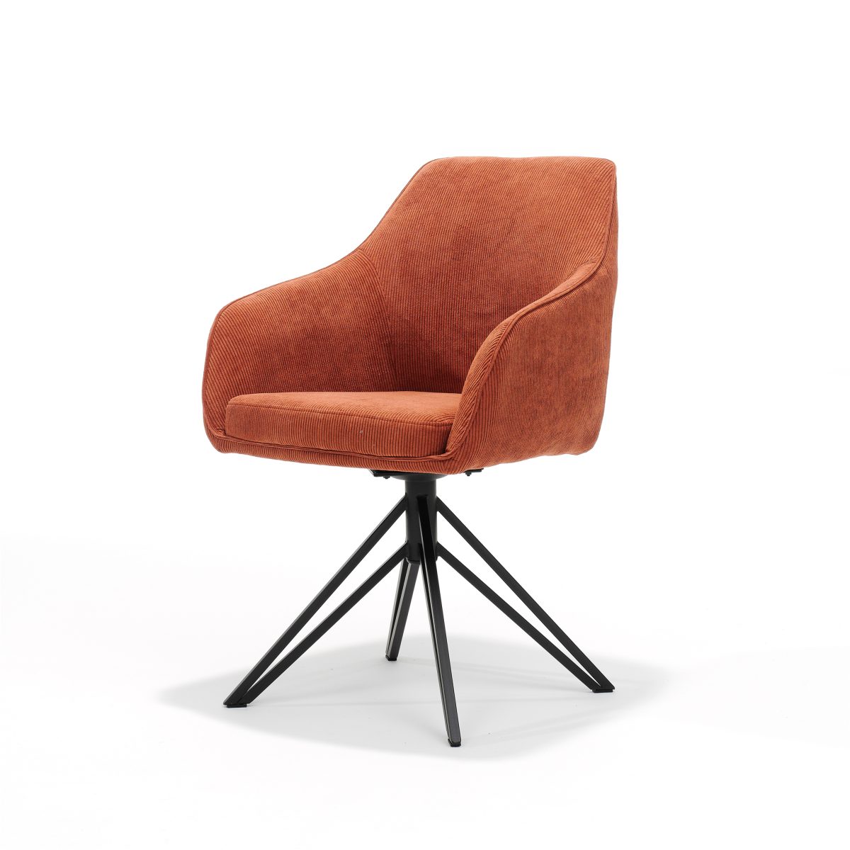 Blauwe fauteuil - Ribstof Koper - draaivoet - Afbeelding 2