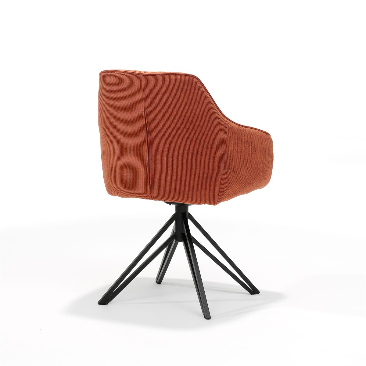 Blauwe fauteuil - Ribstof Koper - draaivoet - Afbeelding 3