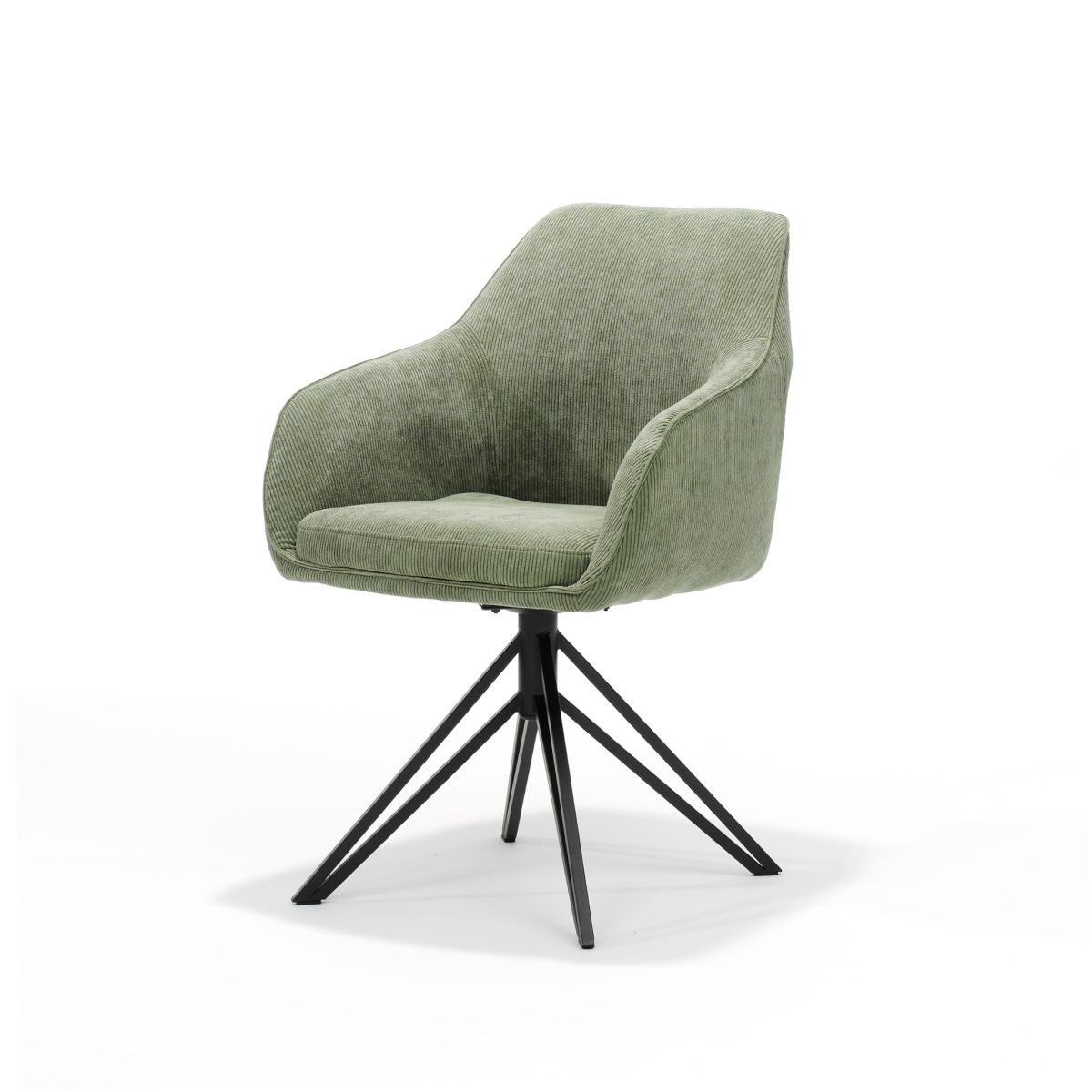 Blauwe fauteuil - Ribstof Groen - draaivoet - Afbeelding 2
