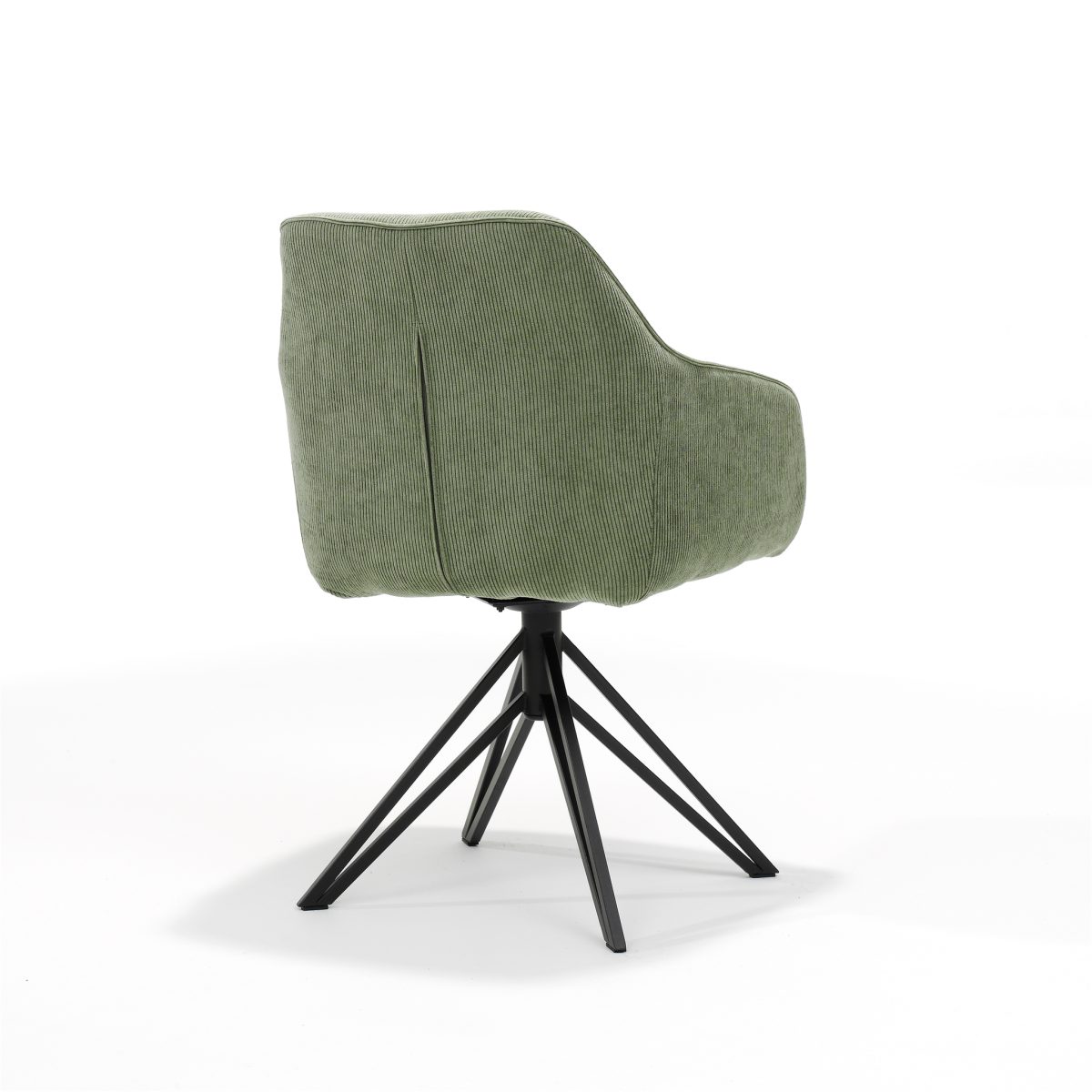 Blauwe fauteuil - Ribstof Groen - draaivoet - Afbeelding 3