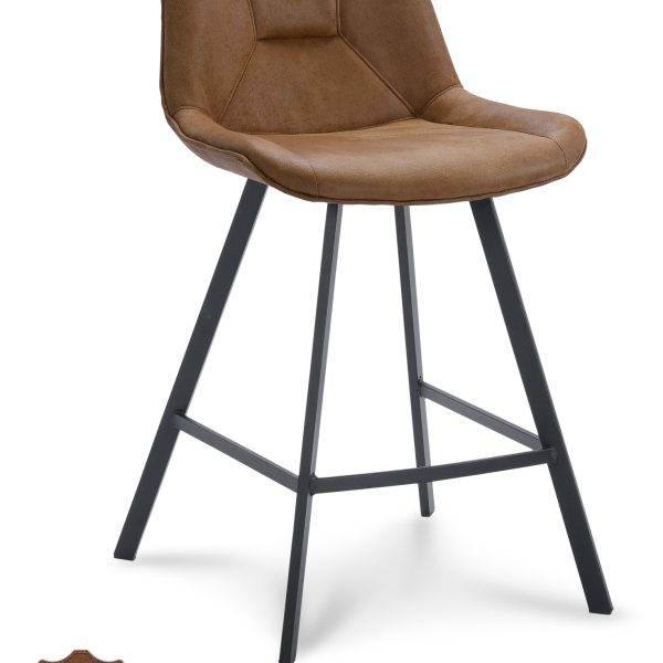 Barkruk Blake ZH 65 Microleder Bull Camel 09 Poot Zwart