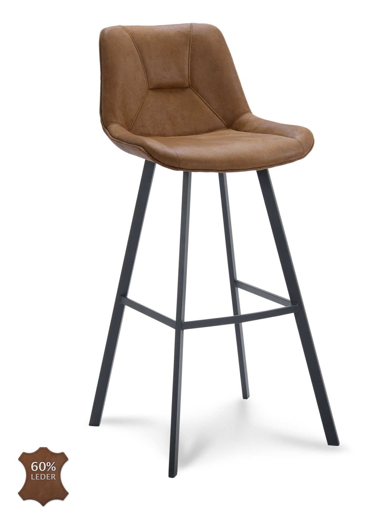 Barkruk Blake ZH 80 Microleder Bull Camel 09 Poot Zwart - Afbeelding 1