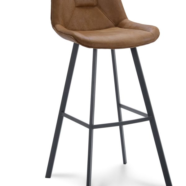 Barkruk Blake ZH 80 Microleder Bull Camel 09 Poot Zwart