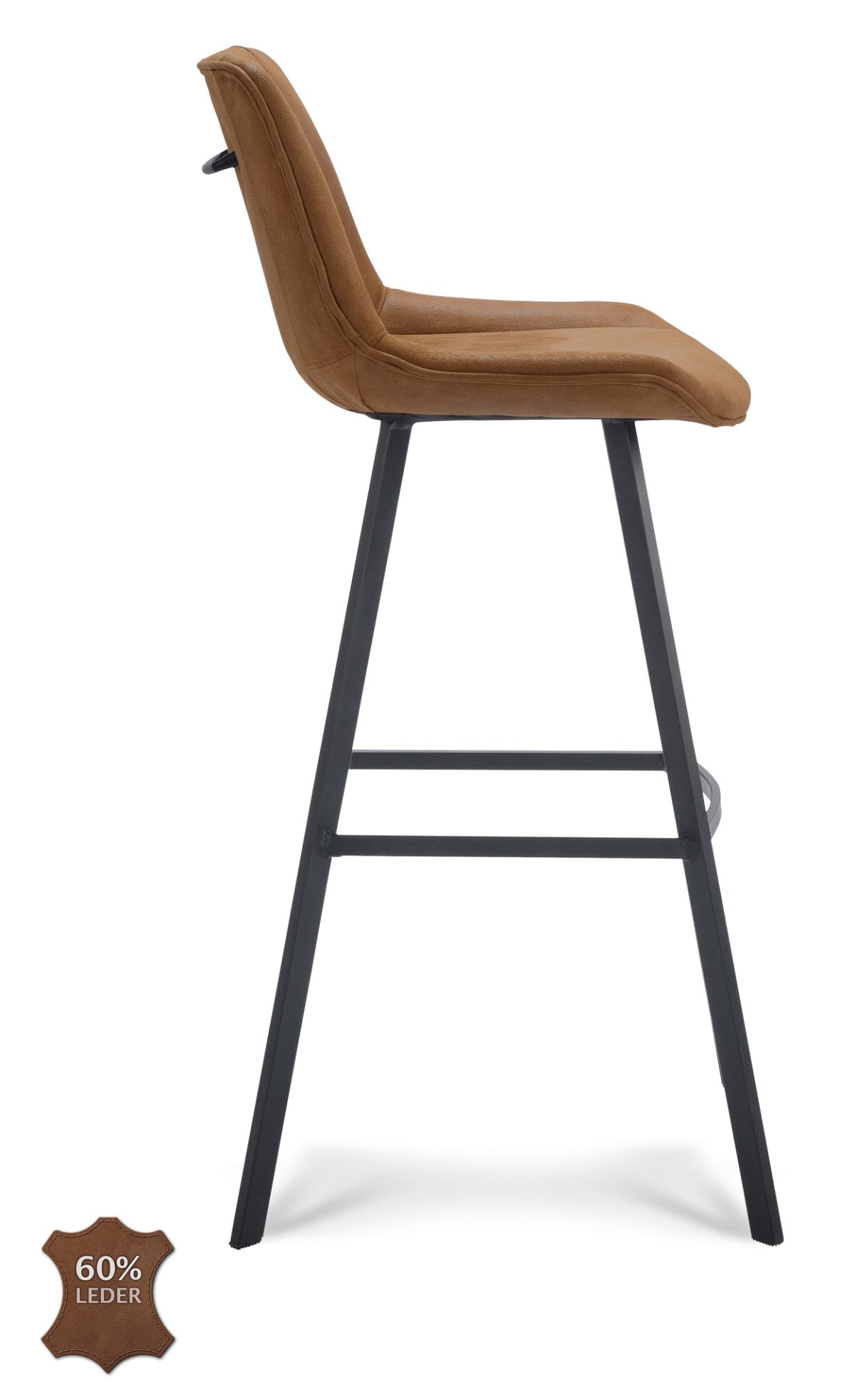 Barkruk Blake ZH 80 Microleder Bull Camel 09 Poot Zwart - Afbeelding 3