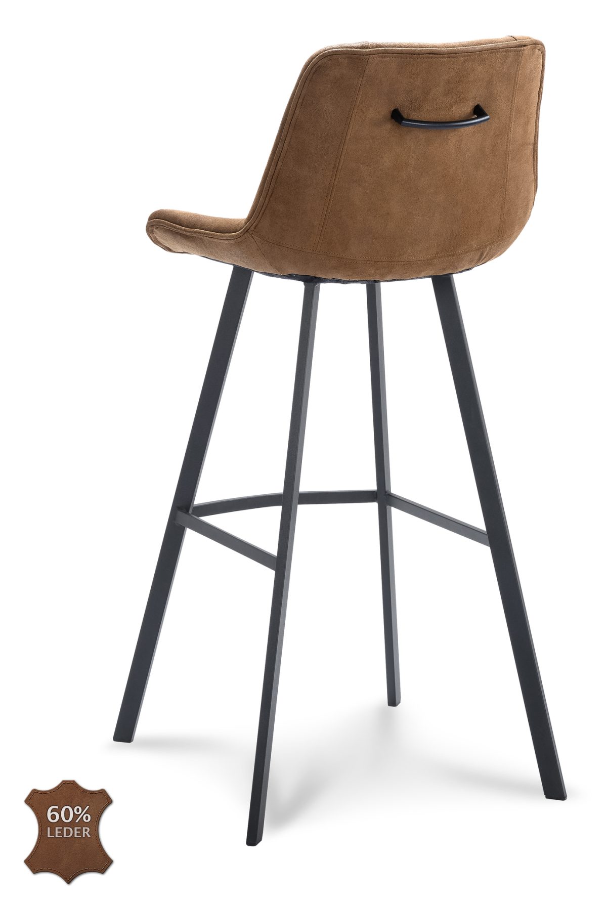 Barkruk Blake ZH 80 Microleder Bull Camel 09 Poot Zwart - Afbeelding 4
