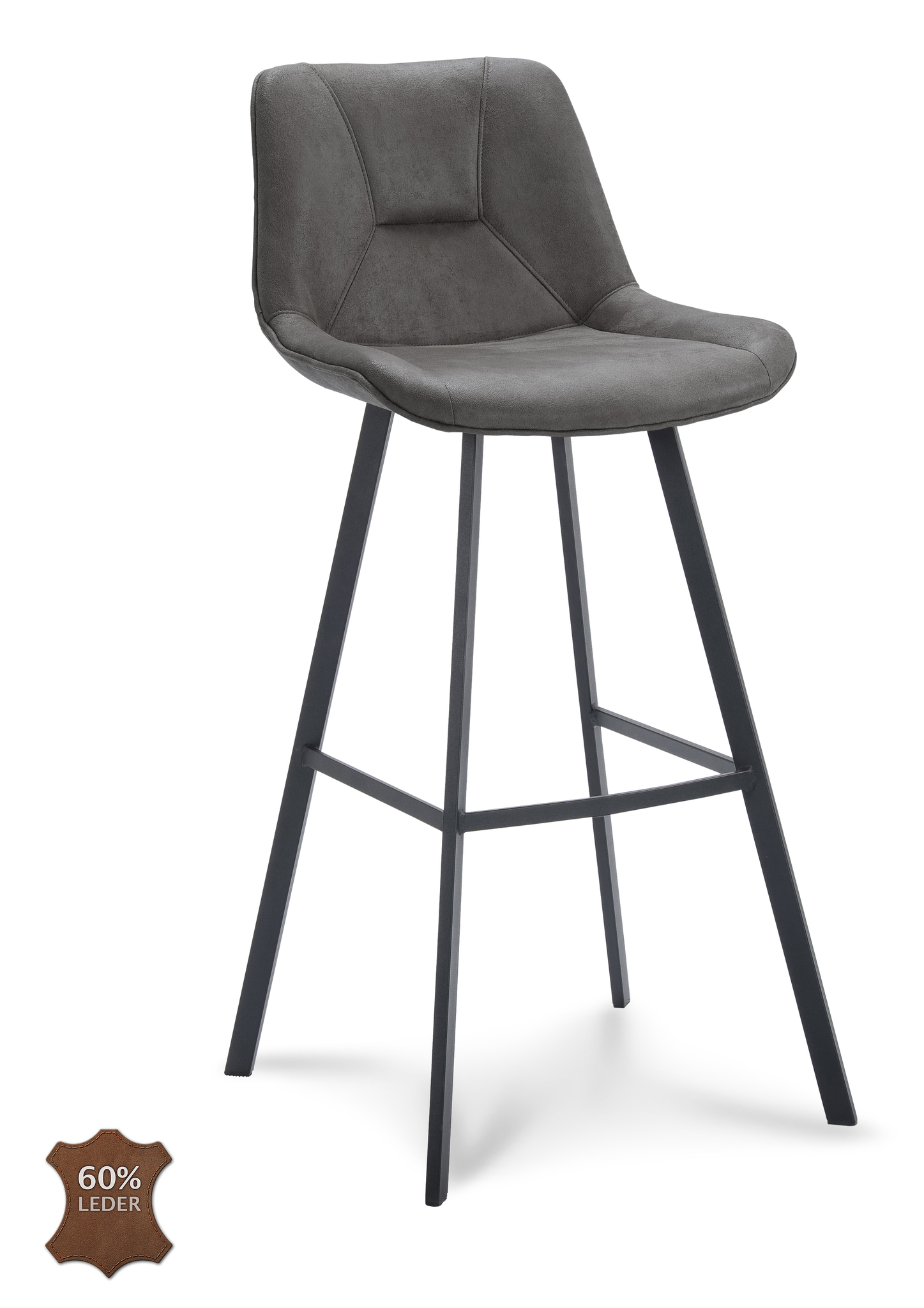908107-0.jpg Barkruk Blake ZH 80 Microleder Bull Graphite 66 Poot Zwart - Afbeelding 1