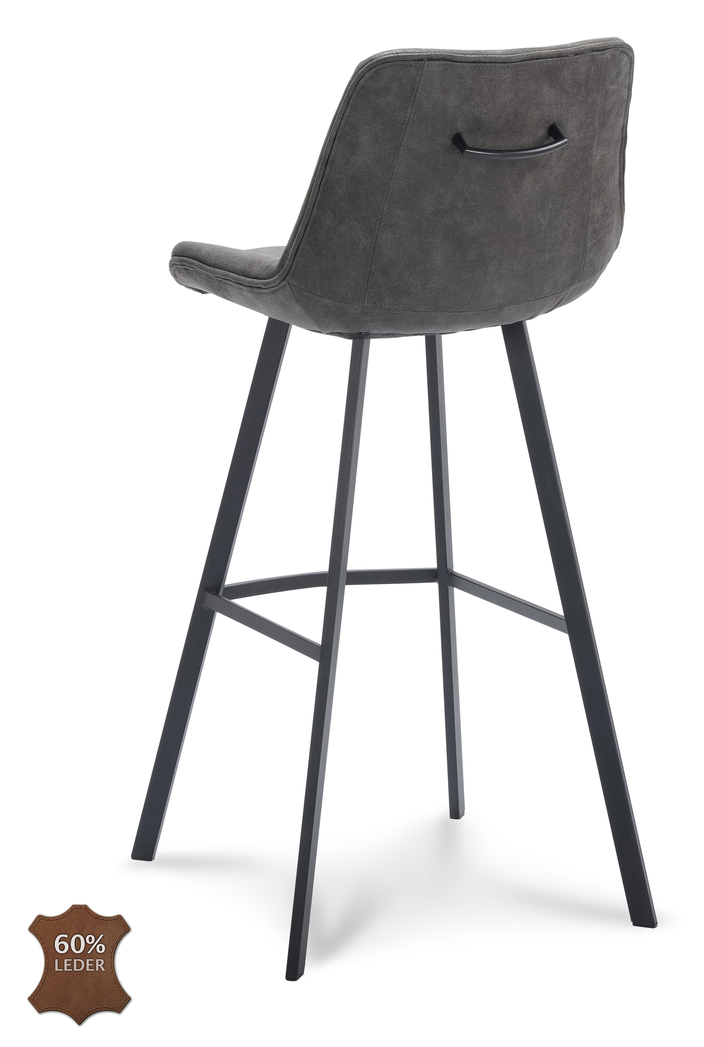 908107-3.jpg Barkruk Blake ZH 80 Microleder Bull Graphite 66 Poot Zwart - Afbeelding 4