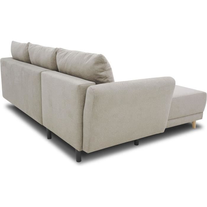 A107419-5.jpg Omkeerbare converteerbare hoekbank 3-4 zitplaatsen Claudius - Beige stof - opbergkist - L 244 x D 158 x H 95 cm - Afbeelding 6