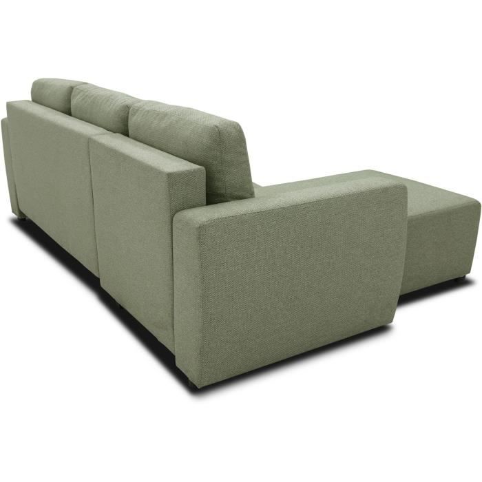 A126224-5.jpg Omkeerbare hoekbank 3 tot 4 plaatsen - PHARELL - Olijfkleurige stof - Opbergdoos - L 224 x D 155 x H 71/85 cm - Afbeelding 6