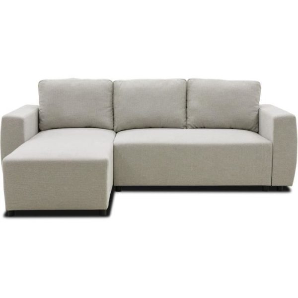 Omkeerbare hoekbank 3 tot 4 plaatsen - PHARELL - Beige stof - Opbergdoos - L 224 x D 155 x H 71/85 cm