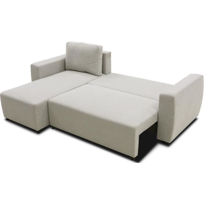A126228-3.jpg Omkeerbare hoekbank 3 tot 4 plaatsen - PHARELL - Beige stof - Opbergdoos - L 224 x D 155 x H 71/85 cm - Afbeelding 4