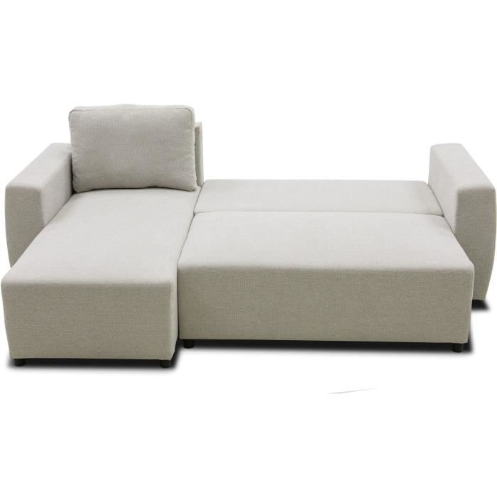 A126228-4.jpg Omkeerbare hoekbank 3 tot 4 plaatsen - PHARELL - Beige stof - Opbergdoos - L 224 x D 155 x H 71/85 cm - Afbeelding 5