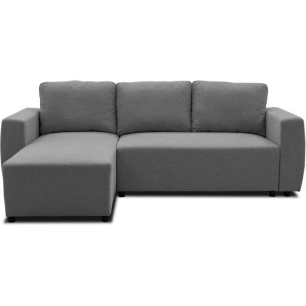 Reversible hoekbank 3 tot 4 plaatsen - PHARELL - Antraciet stof - Opbergdoos - L 224 x D 155 x H 71/85 cm