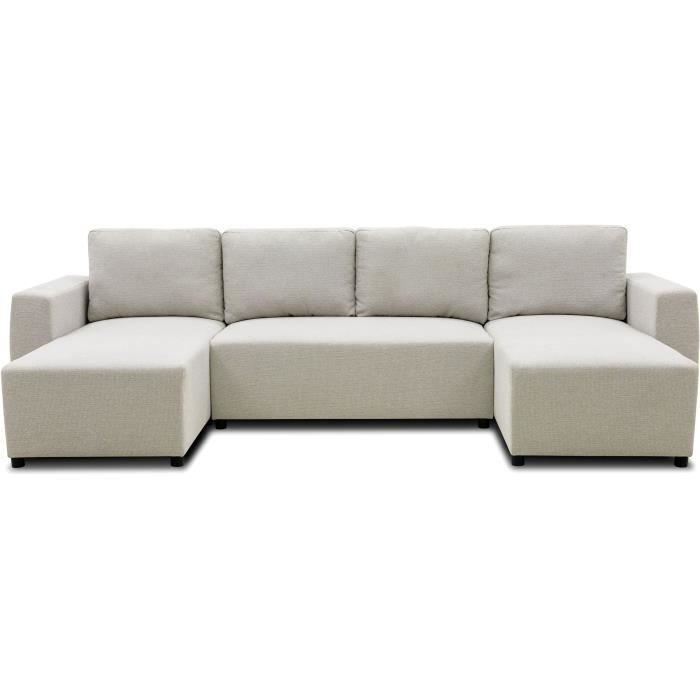 A126245-3.jpg PHARELL 5/6-zits panoramische converteerbare hoekbank - Beige stof - Opbergdoos - L297 x D155 x H71/85 cm - Afbeelding 4