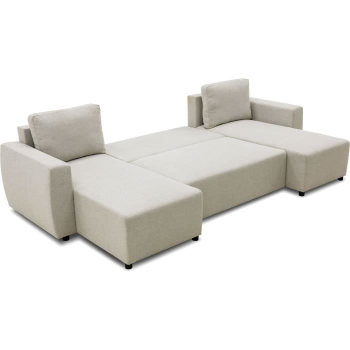 A126245-4.jpg PHARELL 5/6-zits panoramische converteerbare hoekbank - Beige stof - Opbergdoos - L297 x D155 x H71/85 cm - Afbeelding 5