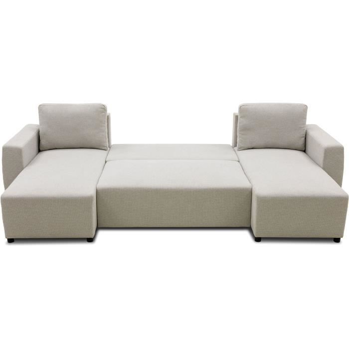 A126245-5.jpg PHARELL 5/6-zits panoramische converteerbare hoekbank - Beige stof - Opbergdoos - L297 x D155 x H71/85 cm - Afbeelding 6