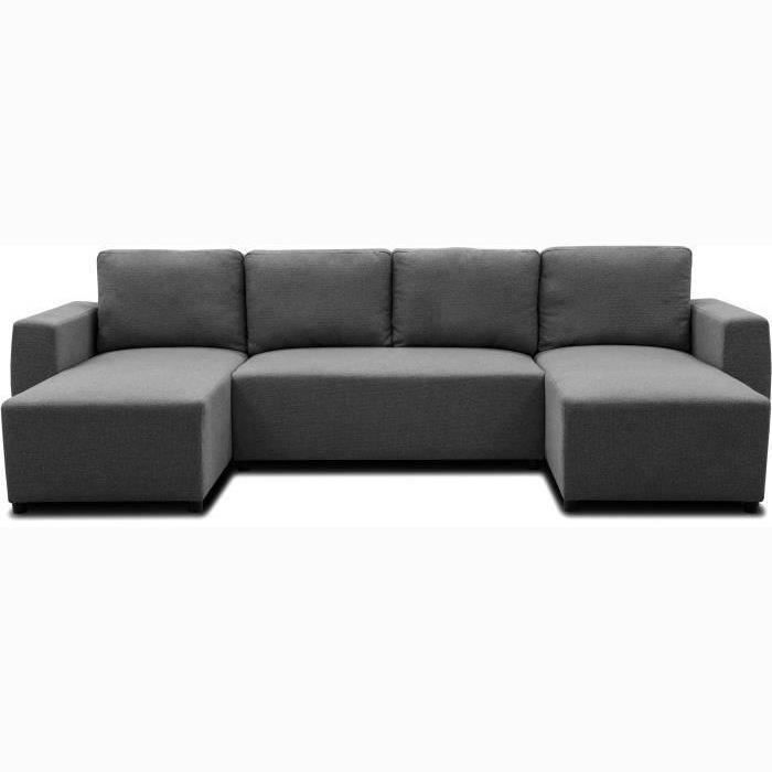 A126250-2.jpg PHARELL 5/6-zits panoramische hoekbank - Antraciet stof - Opbergdoos - L297 x D155 x H71/85 cm - Afbeelding 3