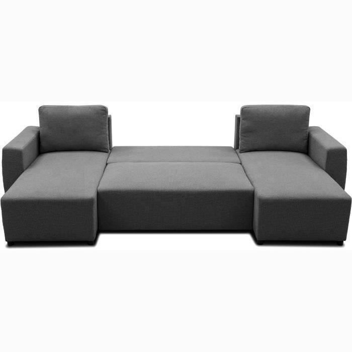 A126250-3.jpg PHARELL 5/6-zits panoramische hoekbank - Antraciet stof - Opbergdoos - L297 x D155 x H71/85 cm - Afbeelding 4
