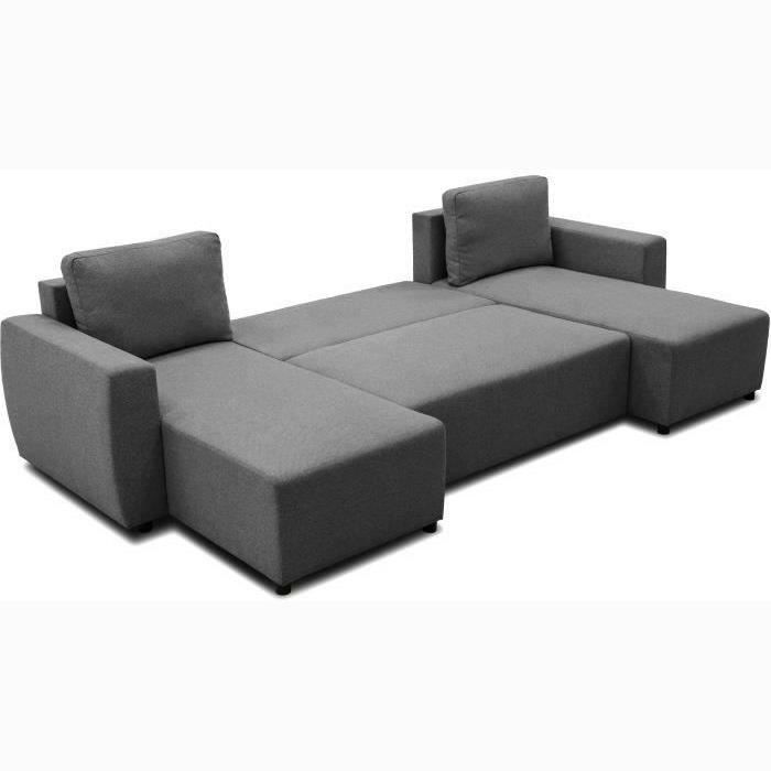 A126250-4.jpg PHARELL 5/6-zits panoramische hoekbank - Antraciet stof - Opbergdoos - L297 x D155 x H71/85 cm - Afbeelding 5