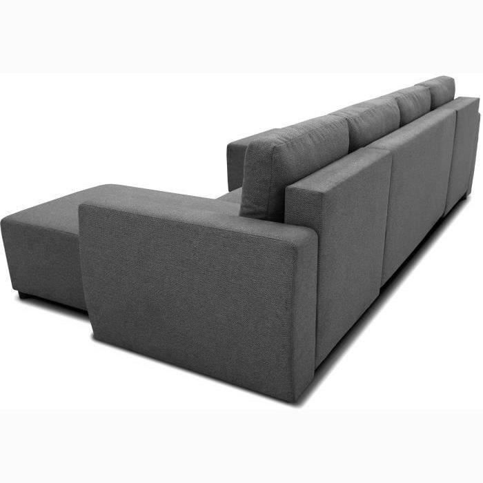 A126250-5.jpg PHARELL 5/6-zits panoramische hoekbank - Antraciet stof - Opbergdoos - L297 x D155 x H71/85 cm - Afbeelding 6