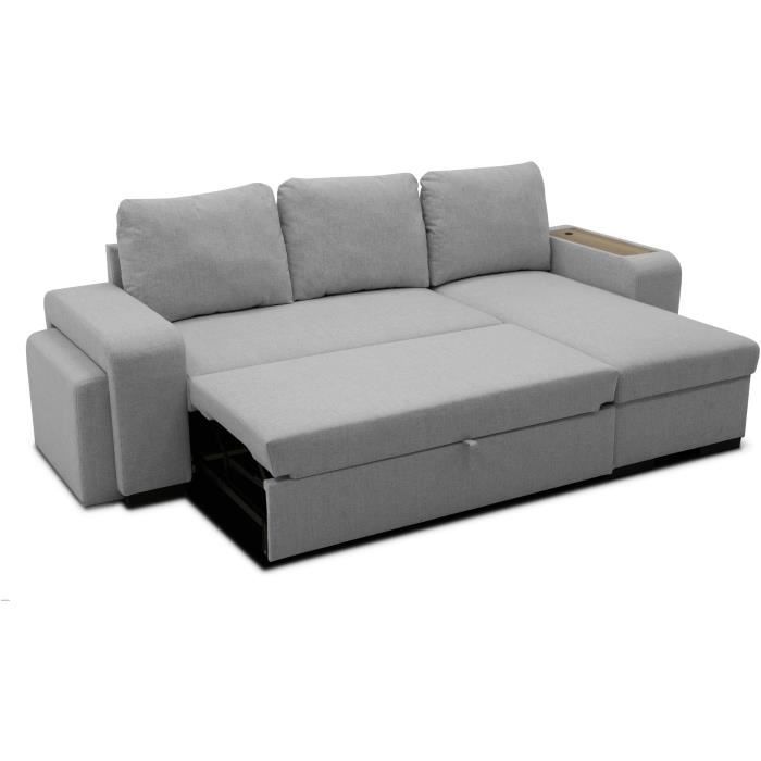 A126256-4.jpg VALDO Omkeerbare hoekbank 3 tot 4 plaatsen - Muisstof - Tablet met USB - Doos + Poef - L247xD143xH86 cm - Afbeelding 5