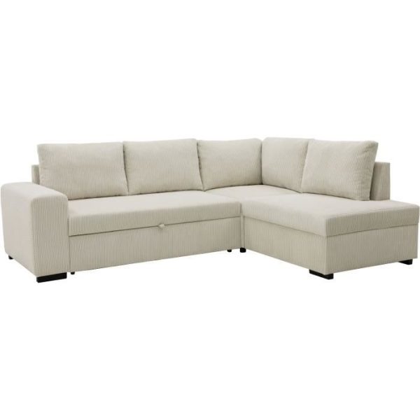 LINCOLN 4 tot 5 zits omkeerbare converteerbare hoekbank - Parel corduroy stof - Opbergdoos - L247 x D 183 x H 87
