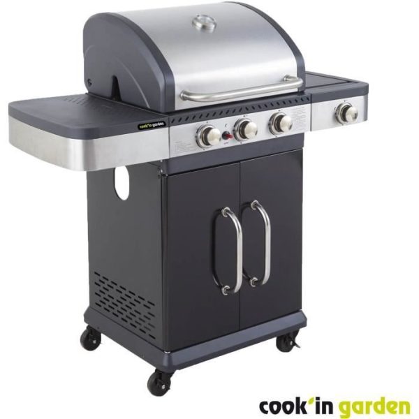 Gasbarbecue - COOK'IN GARDEN - FIDGI 3 - 3 branders + Zijkant - Zwart