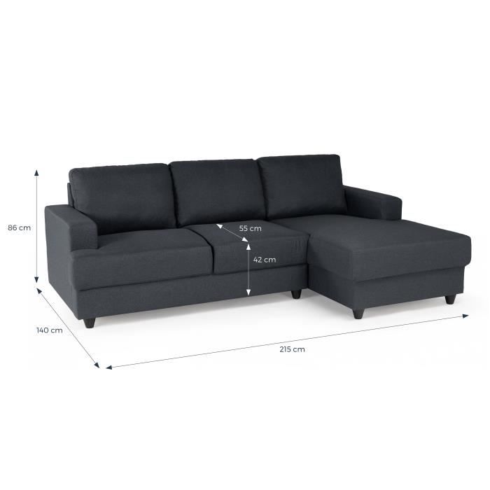 ANDPAULANTH-3.jpg PAUL 4-zits hoekbank rechts - Antracietgrijze stof - Modern - L 215 x D 140 cm - Afbeelding 4