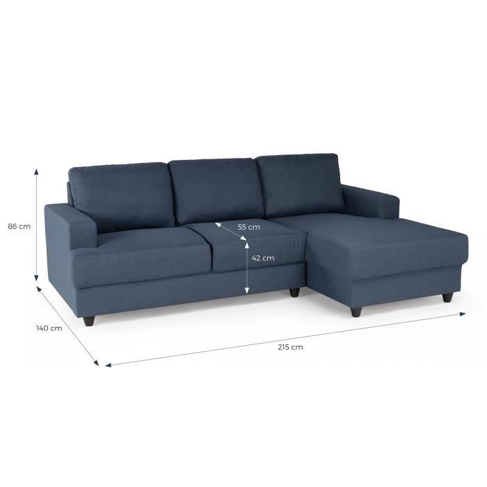 ANDPAULBL-3.jpg PAUL Hoekbank 4 zits rechts - Blauwe stof - Modern - L 215 xp 140 cm - Afbeelding 4