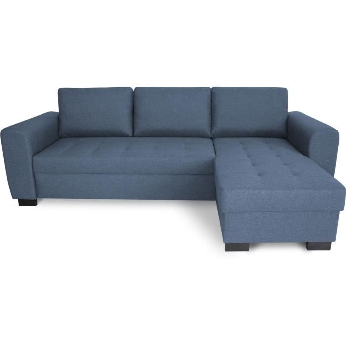 ANGFIXHAMILTONBL-2.jpg Vaste hoekbank - 3 zitplaatsen - Blauwe stof - HAMILTON ZONDER OPBERG- EN BEDFUNCTIE - Afbeelding 3